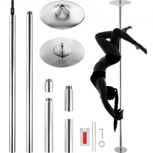 

VEVOR Professionelle Tanzstange, Pole Dance Tanzstange Profi ca. 216,3-270 cm Höhenverstellbare Abnehmbare Fitnessstange Spinning Fitness Silber, Statische Tanzstange Fitnessstudios