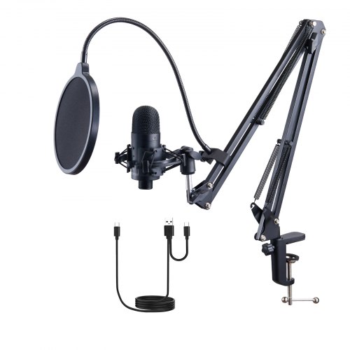 

VEVOR USB-Mikrofon 192 kHz/24-Bit-Kondensatormikrofon-Kit mit Galgenarmständer