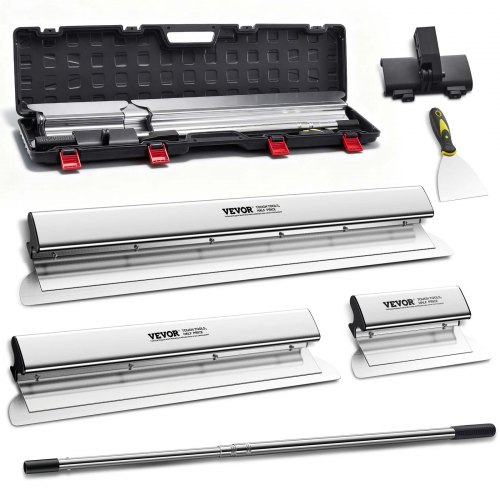

VEVOR Dekorspachtel Set 25 cm / 60 cm/ 80 cm Breitspachtel, 0,89 - 2 m Klingenlänge Trockenbau Flächenspachtel, 0,5 mm Klingenstärke Fassadenspachtel aus Edelstahl, ergonomischer Griff Gipserspachtel