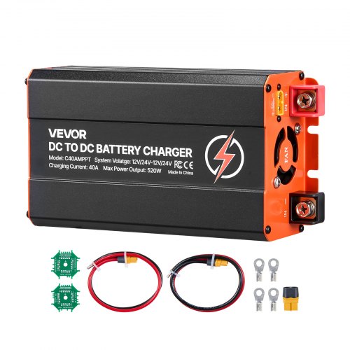 

VEVOR DC-DC Batterieladegerät mit MPPT 520 W 40 A, Ladebooster Dual-Eingang für Solarpanel/Lichtmaschine, Laden für LiFePO4-Bleiakkus, 12 V/24 V-12 V/24 V, für Wohnmobil Notstromversorgung zu Hause