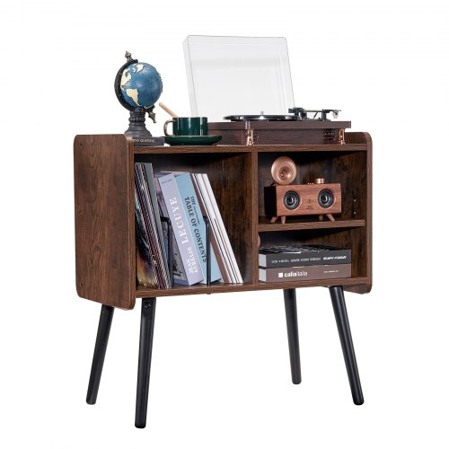 

VEVOR Plattenspielerständer mit abnehmbaren Regalen, Schallplattenständer mit Aufbewahrung für bis zu 100 Alben, Vinyl-Schallplattenschrank Plattenspielertisch höhenverstellbar für Wohnzimmer Schlafzimmer