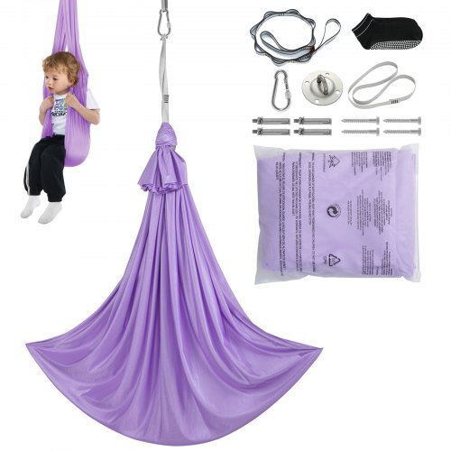 

VEVOR Aerial Yoga Hängematte Set 2,8 x 1,6 m, Lila Aerial Yoga Swing Air Fliegen, Kinder Aerial Yoga Hammock Swing 250 kg Max.Tragfähigkeit, inkl. Yoga-Socken & O-förmige Schlinge & Deckenhalterung