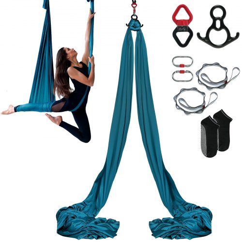 

VEVOR Aerial Yoga Hängematte Set 8 x 2,8 m, Grün Aerial Yoga Swing Air Fliegen, Indoor Aerial Yoga Hammock Swing 1000 kg Max. Tragfähigkeit, inkl. Yoga-Socken & Stahlkarabiner & Alu-Drehgelenk