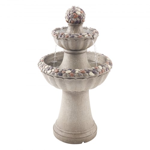 

VEVOR Gartenbrunnen für den Außenbereich, 927 mm hoch, moderner 2-stufiger Wasserfall, Springbrunnen aus Fiberglas & Harz, mit Wasserpumpe, für Gärten, Terrassen, Hinterhöfe, Heimdekoration