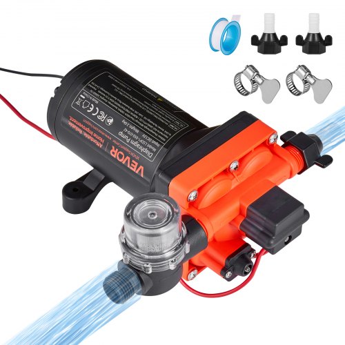 

VEVOR Membranpumpe, 12 V DC, 18,9 L/min, selbstansaugende 4-Kammer-Membranwasserpumpe mit automatischem Druckschalter, 4,8 bar Druck, für Wohnmobil, Wohnwagen, Schiff, Yacht, Autowäsche