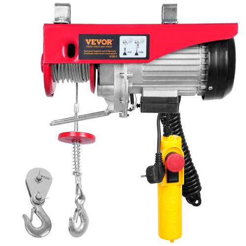VEVOR 230V Elektrische Seilwinde 300kg bis 600kg Hubhöhe 12m Seilzug Motorwinde 1150W Motor Flaschenzug 10m/min Hubgeschwindigkeit Hebezug mit Kabelgebundener Steuerung Seilhebezug Kettenzug