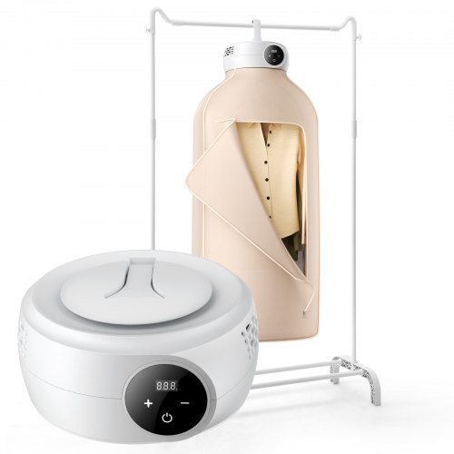 VEVOR tragbarer Wäschetrockner 600 W, Wäschespinne mit Trocknertasche, PTC-Heizung und LED-Anzeige, faltbarer Mini-Trockner mit 5-Stunden-Timer für Wohnungen, Wohnheime, Wohnmobile oder Hotels