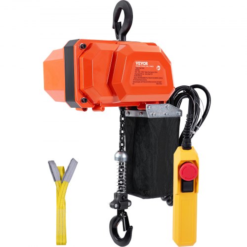 VEVOR Elektrischer Kettenzug, 150 kg Tragkraft, 3 m Hubhöhe, Geschwindigkeit 2,3 m/min, 230 V, einphasiger Brückenkran mit G80-Kette, 3 m kabelgebundene Fernbedienung für Garage, Geschäft, Hotel, Zuhause