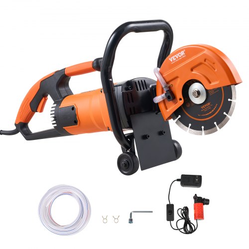 

VEVOR Elektrische Betonsäge, 180 mm, Hochleistungs-Kreissäge 2000 W, Schnitttiefe 63 mm, Nass-/Trocken-Scheibensäge mit Wasserrohr, Wasserpumpe, Sägeblatt, für Stein und Ziegel