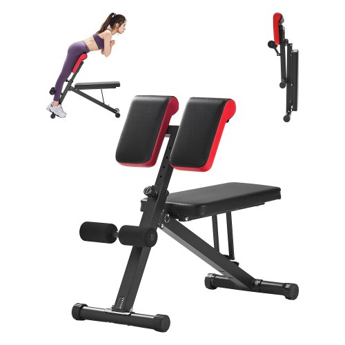 VEVOR multifunktionale Hantelbank für Ganzkörpertraining, Hyperextensionsbank Rückenverlängerung römischer Stuhl 150 kg belastbare verstellbare und faltbare Rückentrainer Heim-Fitnessstudio