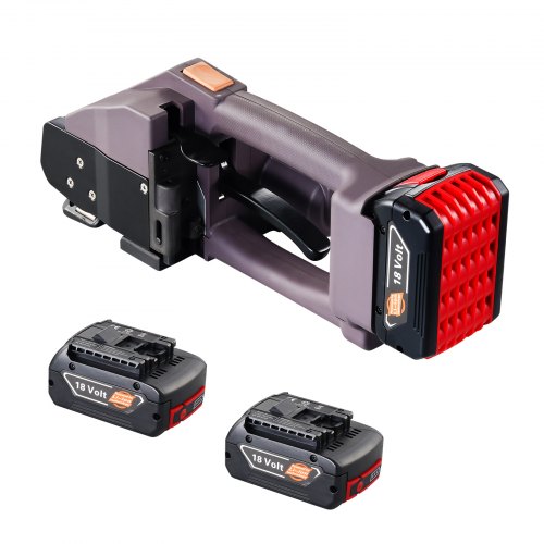 VEVOR Elektrische Umreifungsmaschine, für 0,39"-0,75" PP-PET-Bänder, tragbares elektrisches Umreifungswerkzeug mit Digitalanzeige, 2 x 4000 mAh batteriebetriebenes automatisches Umreifungswerkzeug für Verpackungskartonpaletten