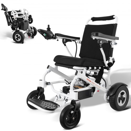 

VEVOR Elektrischer Rollstuhl, Tragkraft 136 kg, Breite 45 cm, leichter, faltbarer, motorisierter Elektrorollstuhl, Reichweite bis zu 20 km, Geländegängiger Stuhl aus Aluminiumlegierung