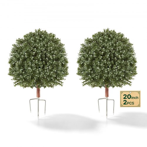 VEVOR Kunstplant 2x Kunstmatige Buxusbol met Grondpen 508mm, Decoratieve Plant voor Kamer, Balkon, Kantoor, Veranda, Tuin, UV-bestendig, Groenblijvende Kunstboom Gemaakt van PE, Levensecht, Binnen & Buiten