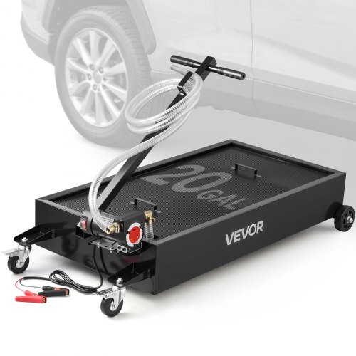 VEVOR Ölwechselkanister mit Niedrigem Profil, 75 L Fassungsvermögen, Ölauffangwanne mit Elektrischer Pumpe & 2,2 m Schlauch, Passend für Autos, SUVs, LKWs, Motorräder, Geländefahrzeuge, Metall