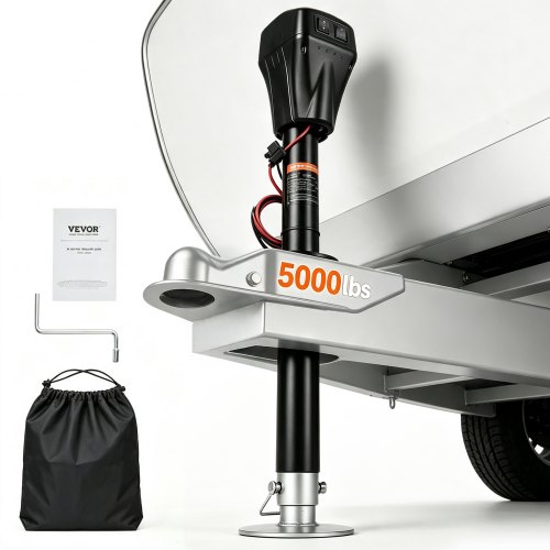 VEVOR Elektrischer Anhängerheber, 2267 kg, Wohnmobil-Anhängerstütze mit 2-Wege-Anschluss, manueller Kurbel & Wagenheberabdeckung, 255-860 mm Hub, für Wohnmobile, Anhänger & Camper, schwarz