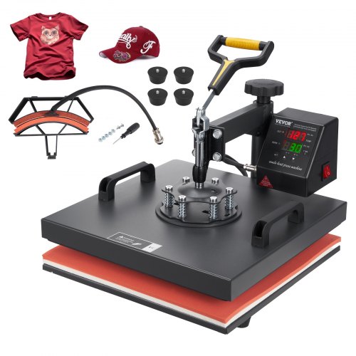 VEVOR Transferpresse 38 x 38 cm, Wärmepresse 220 V, Transferpresse 1200 W, Textilpresse 14 x 7,6 cm, Hemdenpresse Max. 250 °C, Sublimationspresse, Hobby T-Shirt Presse
