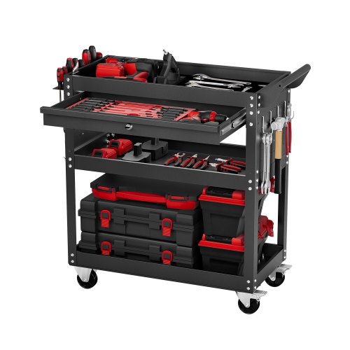 

VEVOR Werkzeugwagen 830x350x826 mm, 160 kg Tragkraft, Werkstattwagen mit Schublade, Aufbewahrungsorganizer für Mechanikerwerkzeuge, für Garage, Lager und Reparaturwerkstatt, schwarz