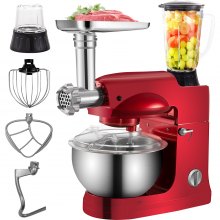 VEVOR Küchenmaschine, 5,8 L Kompakt Küchenmaschine 1,7 L Entsafter Kapazität Küchenmaschine Multifunktional, 45x39x42 cm Zerkleinerer 1000 W Entsafter Edelstahl Mixer Knetmaschine 6 Geschwindigkeit