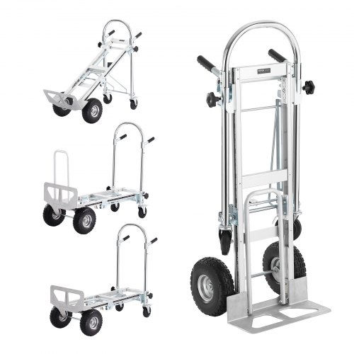 

VEVOR 4-in-1 Sackkarre Klappbar 0,7996kg Tragfähigkeit Transportkarre Aluminiumlegierung & Kohlenstoffstahl Sackkarre ⇋ Plattformwagen Trolley für Lade- & Transportaufgaben im Innen- & Außenbereich