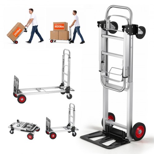 VEVOR 2-in-1 Sackkarre Klappbar 0,6243kg Tragfähigkeit Transportkarre Aluminiumlegierung & Kohlenstoffstahl Sackkarre ⇋ Plattformwagen Trolley für Lade- & Transportaufgaben im Innen- & Außenbereich