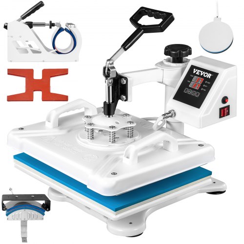 

VEVOR Transferpresse 29x38cm Hitzepresse 5 in 1, Heat Press, Heißpresse mit genauen digitalen Zeitschaltuhr & Temperaturregelung 360 Grad, weiße Heißpressmaschine für Schuhe T-Shirts Becher