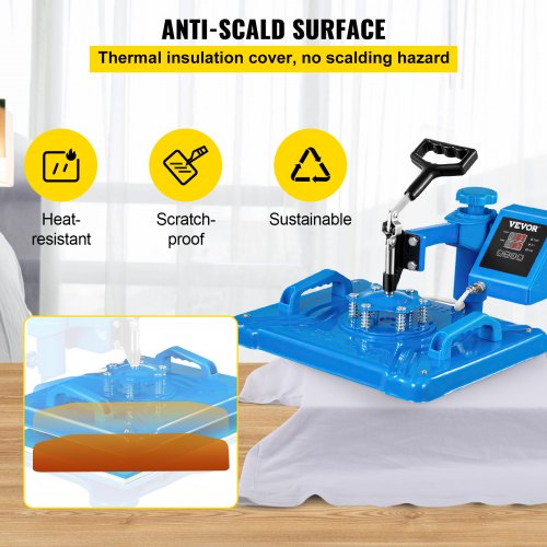 5in1 Transferpresse 38x29cm blau VEVOR T-Shirt Tassen Hüten Teller Schuhpresse 