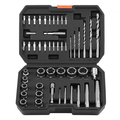 VEVOR Bolzenausdreher-Set mit Bohrern, 49-tlg. Schraubenausdreher mit Adapter & Stabilem Aufbewahrungskoffer, Schraubenlöser aus Cr-Mo-Stahl zum Entfernen von Bolzen & Muttern & Schrauben