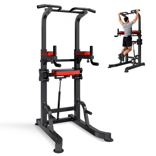 

VEVOR Klimmzugstange Klimmzugstation Power Dip Station mit 150 kg Tragkraft & H-Rahmenkonstruktion stabilem Sockel & Unterstützungsplattform, 9-fach höhenverstellbar, Training von Armen Rücken