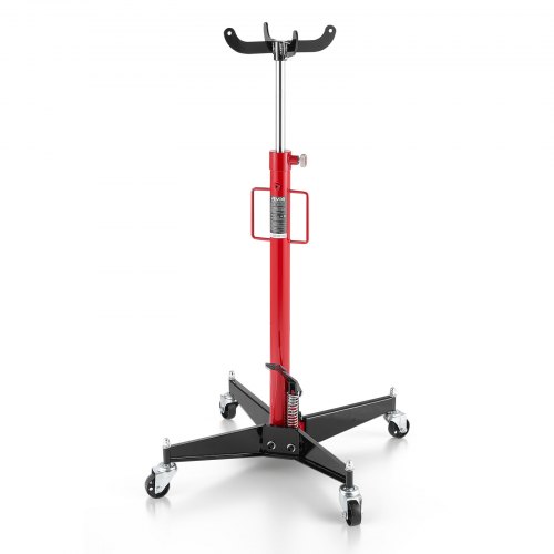 VEVOR hydraulischer Wagenheber Getriebeheber mit 500 kg Hubkapazität, Teleskop-Getriebeheber mit Pedal, 360°-Schwenkrad, 112-187 cm Hubhöhe, Hebezeug für Garage / Werkstatt Rot + Schwarz