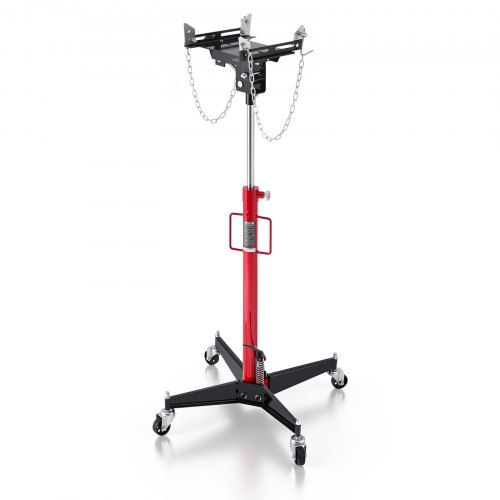 VEVOR hydraulischer Wagenheber Getriebeheber mit 500 kg Hubkapazität, Teleskop-Getriebeheber mit Pedal, 360°-Schwenkrad, 127-202 cm Hubhöhe, Hebezeug für Garage / Werkstatt Rot + Schwarz