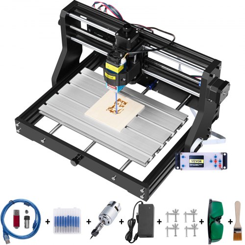 

VEVOR 2500 mW CNC 3018 DIY Graviermaschine Pro 300x180x45mm Engraving Machine 3 Achse Mini Lasergravierer mit GRBL Steuerkarte und Offline Controller