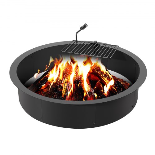 

VEVOR Feuerstellenring, Feuerstelleneinsatz mit Grillfeuerring, 40 Zoll Außen-/36 Zoll Innendurchmesser, 8,5 Zoll Höhe, Kohlenstoffstahl-Innenauskleidung, DIY-Lagerfeuerring über/im Boden, für Outdoor-Camping, Lagerfeuer