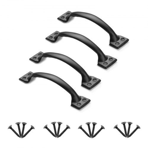 

VEVOR Scheunentorgriff, 152 mm, Scheunentürgriff mit rostbeständiger Beschichtung, Schiebetür Griff aus Karbonstahl, Schrankgriff, Metall-Schiebetürgriffe für Garage, Schuppen, Schrank, 4er-Set
