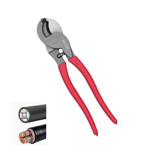 VEVOR Hochleistungs-Kabelschneider,235 mm Kompaktgröße mit Geschmiedeten Klingen und PVC-beschichteten Griffe, für 4/0 AWG Aluminium-, 2/0 AWG Weichkupfer- und 100-Paar-24AWG-Kommunikationskabel