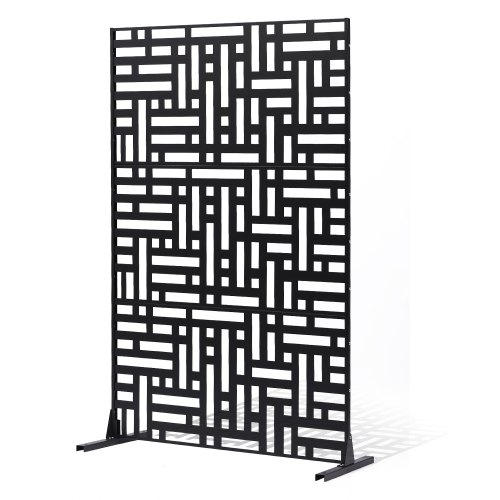 VEVOR Paravent, 120x50,8x193 cm, Sichtschutz für den Außenbereich, freistehende Trennwand mit Ständer, dekorativer Raumteiler aus Stahl für Balkon, Terrasse, Innenbereich, Whirlpool, Schwarz