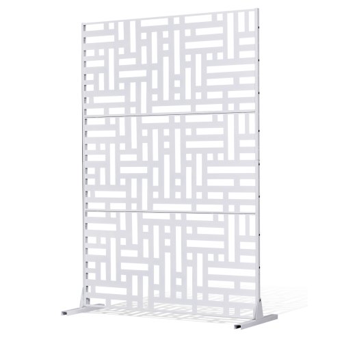 VEVOR Paravent, 120x50,8x193 cm, freistehende Außentrennwand mit Ständer, Sichtschutz, Trennwand, Raumtrenner, dekorativer Raumteiler aus Stahl für Balkon, Terrasse, Innenbereich, Whirlpool, weiß