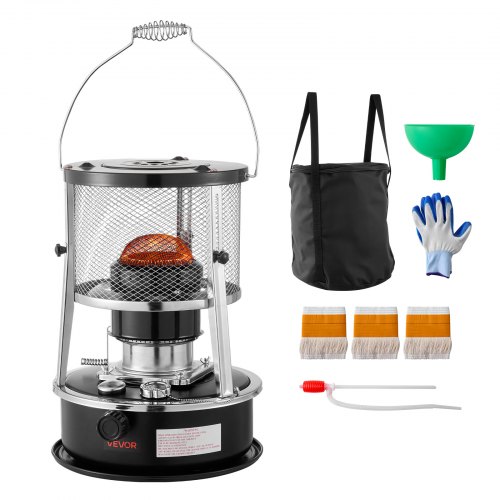 VEVOR 9000 BTU tragbarer Petroleumofen, 2-in-1 Heizofen mit Kochenfunktion, einstellbarer Höhe & Flamme, für Innenräume & Outdoor, Camping, Jagd, Kochen, Zuhause, Garage, Schwarz