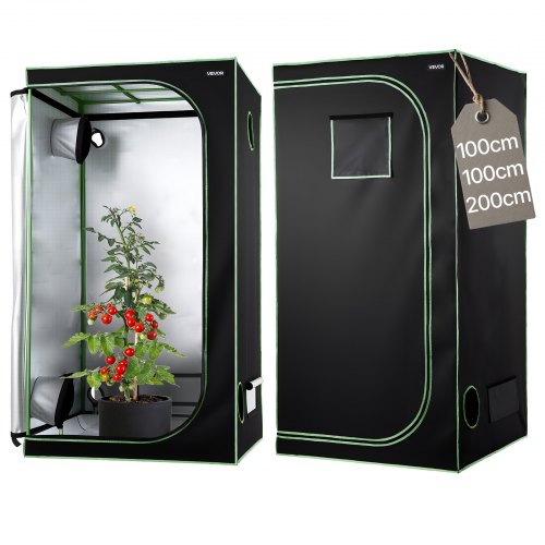 

VEVOR Growzelt, 100x100x200 cm, Growbox 600D hochreflektierendes Mylar, Indoor-Pflanzenzelt mit Beobachtungsfenster, Bodenwanne & Reißverschluss, Gewächshaus Zuchtzelte für Obst, Blumen & Gemüse