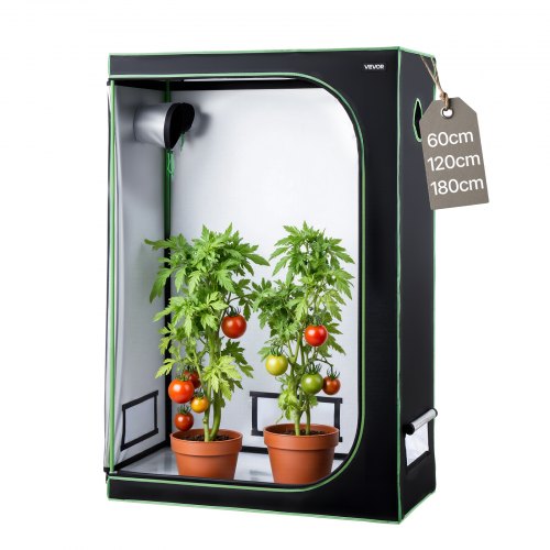 

VEVOR Growzelt, 120x60x180 cm, Growbox 600D hochreflektierendes Mylar, Indoor-Pflanzenzelt mit Beobachtungsfenster, Bodenwanne & Reißverschluss, Gewächshaus Zuchtzelte für Obst, Blumen & Gemüse