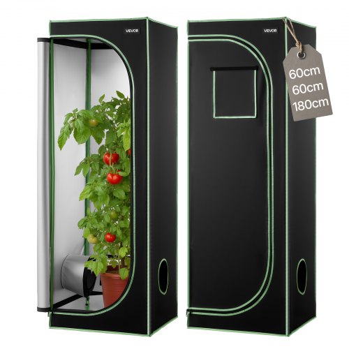 

VEVOR Growzelt, 60x60x80 cm, Growbox 600D hochreflektierendes Mylar, Indoor-Pflanzenzelt mit Beobachtungsfenster, Bodenwanne & Reißverschluss, Gewächshaus Zuchtzelte für Obst, Blumen & Gemüse