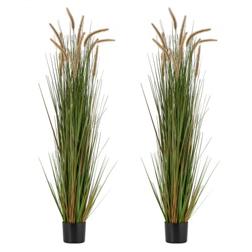 VEVOR Künstliche Graspflanze, 2er-Pack 1499mm Schachtelhalm-Schilfgras im Topf, Premium-PVC-Kunstpflanze, Grünpflanzen, Sträucher für Haus, Garten, Büro, Zimmerdekoration, Einweihungsfeier, Grün