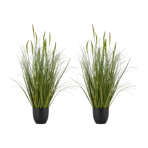 VEVOR Künstliche Graspflanze, 2er-Pack 88,9 cm Rohrkolbengras im Topf, hochwertige PVC-Kunstpflanze, künstliche Grünpflanzen, Sträucher für drinnen und draußen, Haus, Garten, Büro, Zimmerdekoration, Einweihungsparty, Grün