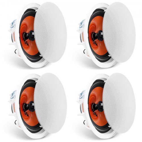 VEVOR 4er-Set ca. 20 cm Deckenlautsprecher, 100 W, Decken- und Wandeinbaulautsprechersystem mit 8 Ω Impedanz 89 dB Empfindlichkeit, für Zuhause, Küche, Wohnzimmer, Schlafzimmer oder überdachte Verande
