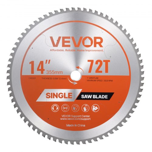 VEVOR Kreissägeblatt (355 mm φ & 72 scharfe Zähne & 2,4 mm Dicke) ideal für Stahl Aluminium, kompatibel mit Kreissäge, Sägeblatt aus legiertem Stahl mit geräuschreduzierenden Wärmeabzügen 1 Stk.
