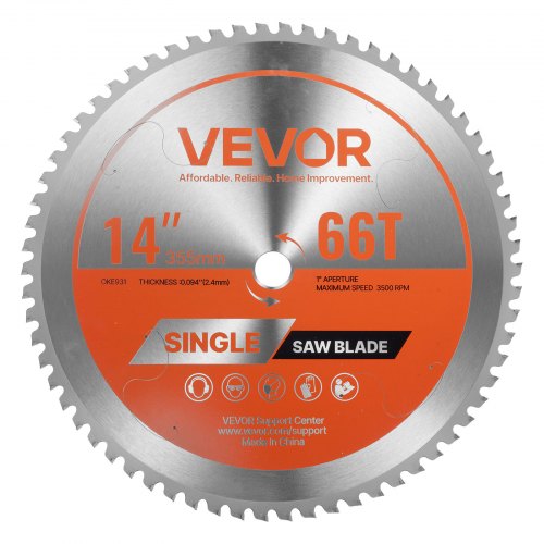 VEVOR Kreissägeblatt (355 mm φ & 66 scharfe Zähne & 2,4 mm Dicke) ideal für Metallschneiden, kompatibel mit Kreissäge, Sägeblatt aus legiertem Stahl mit geräuschreduzierenden Wärmeabzügen