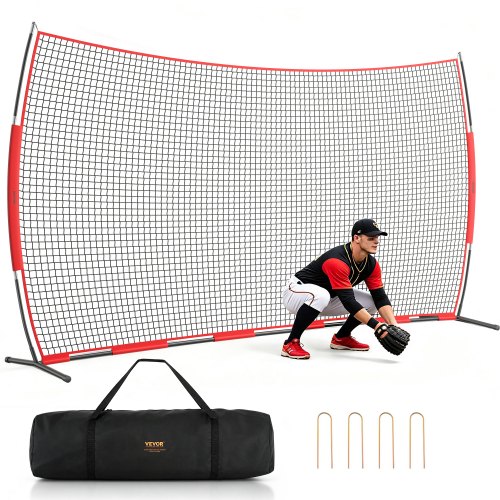 VEVOR Backstop-Netz, 620 x 140 cm Ballsport-Absperrnetz, Übungsausrüstung mit Tragetasche, Schutzschirm für Baseball-, Softball-, Lacrosse-, Fußball- und Hockeytraining, für den Garten