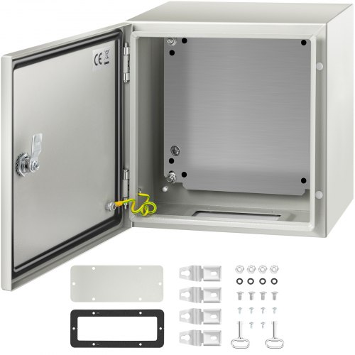 VEVOR Schaltschrank Edelstahl-Elektrogehäuse, 30x30x20cm, IP66 wasser- und staubdicht, elektrischer Anschlusskasten für den Außen-/Innenbereich, mit Montageplatte