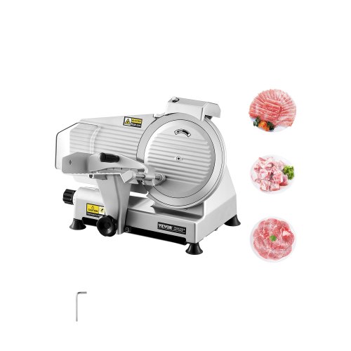 

VEVOR kommerzieller Fleischschneider, 180 W Gefrierfleischschneider mit Premium-Klinge, 0-10 mm einstellbare Dicke, elektrische Feinkost-Schneidemaschine für Fleisch Gemüse Brot Käse