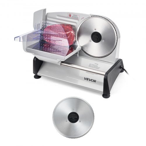 

VEVOR Allesschneider Fleischschneider 200 W elektrische Aufschnittmaschine mit 19 cm Klinge, Fleischschneidemaschine mit 0–15 mm einstellbarer Dicke, für gefrorenes Fleisch Schinken Prime Steak