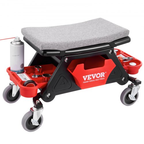 VEVOR Werkstatthocker Rollhocker 640 x 335 x 390 mm, 136 kg Belastbar Werkstatt Rollsitz Montagehocker Garagenhocker, Werkstatt-Arbeits-Hocker-Stuhl-Sitz inkl. Aufbewahrungsbox & Paletten, Mobil